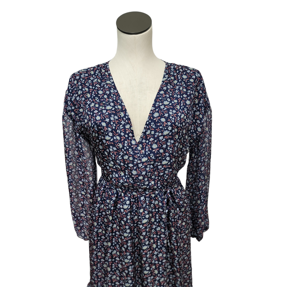 Madewell Women's Tie-Waist Midi Dress in Harvest Vine Navy Floral Size Large - Picture 7 of 10